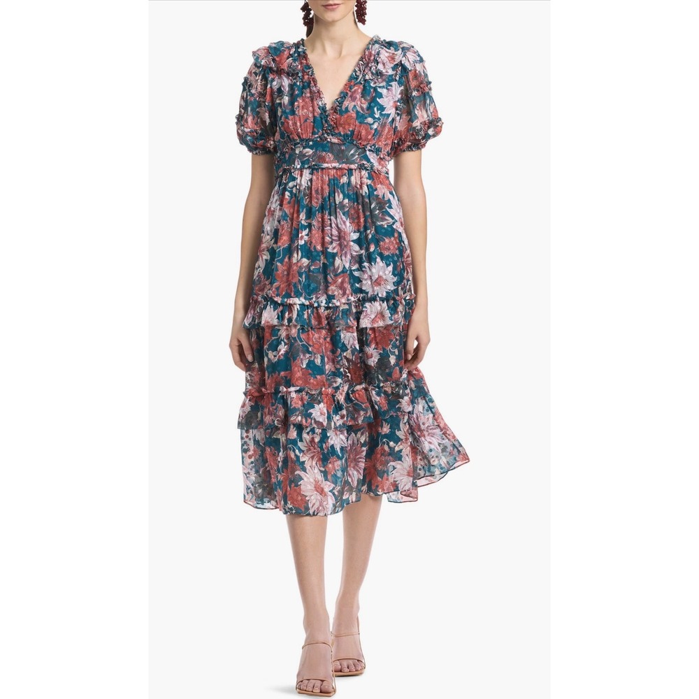 Sachin & Babi Veronica Floral Tiered Dress NWT Size 0 $325‎